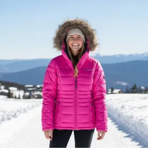 Columbia Women Fuchsia Puffer Jacket with Faux Fur Hood Size S thumbnail 2