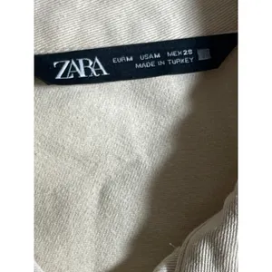 Zara Women's Beige Collared Long Sleeve Button Down Mini Flare Shirt Dress Sz M thumbnail 5