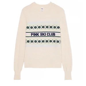 Victoria's Secret PINK Ski Club Intarsia Argyle Sweater Cream XL New Soft Cozy thumbnail 5