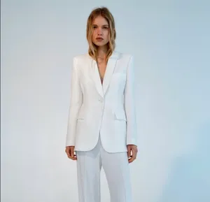 ZARA blazer white waisted tailored tuxado suit jacket thumbnail 1