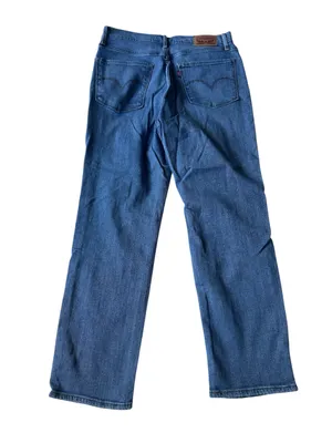 Levi’s medium-wash, high-waisted distressed straight-leg jeans thumbnail 8
