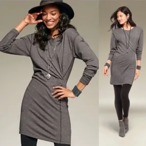 Cabi 3650 Put‎ on Sweatshirt Gray Long Sleeve Knit Dress Mini Casual S thumbnail 8