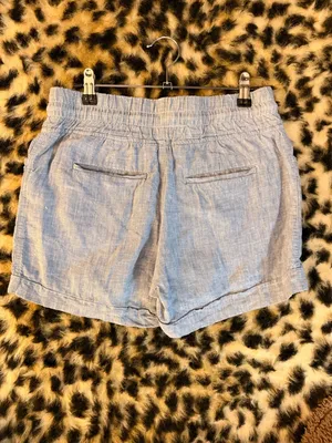 Athleta Light Blue Women's Drawstring Linen-Blend Shorts thumbnail 3