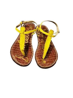 SAM EDELMAN Yellow Thong Sandals Womens 8.5 Flat Summer Trendy thumbnail 5