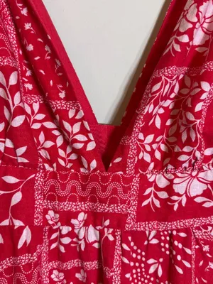House of Harlow 1960 Linen Bandana Print Mini Dress Women Medium Red Bow Revolve thumbnail 8