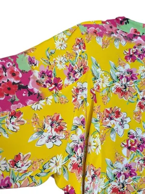 NWOT ANTHROPOLOGIE AKEMI KIN Yellow Floral Boho Kimono Cardigan OSFM thumbnail 9