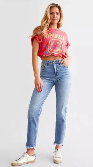 HIDDEN cropped straight jean Blue Size 24 thumbnail 2