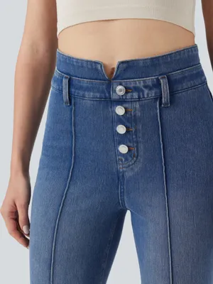 Halara Flex™ Mid Rise Tummy Control Casual Flare Jeans with Pockets thumbnail 4