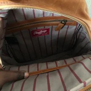RARE Rawlings Red Label Genuine Leather Backpack Brown Red Stitch NEW Measurement in pics Unisex thumbnail 5