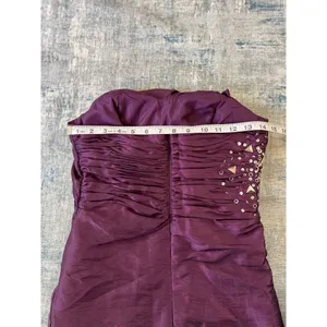 Nox Anabel Purple Pleated Rhinestone Sequin Beaded Strapless Party Mini Dress XS thumbnail 11