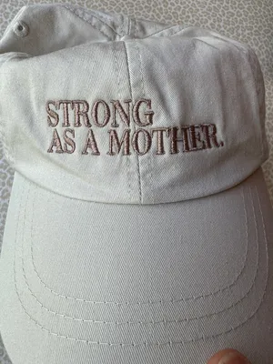 NWOT Embroidered 'Strong As A Mother' Off White Baseball Cap thumbnail 2