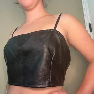 SHEIN Black Faux Leather Crop Top - Size Small thumbnail 2