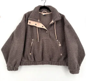 Universal Thread Sherpa Fleece Pullover Jacket L Brown Pink Trim Teddy Outdoorsy thumbnail 1