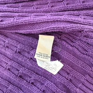 LL Bean Purple Mock Neck Full Zip Cable Cotton Cardigan Sweater Size SMALL thumbnail 10