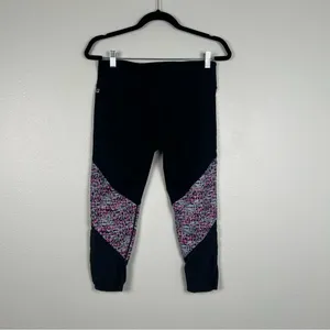 Fabletics Womens‎ Black Speckled Print Mesh Insert Cropped Leggings Size M thumbnail 4