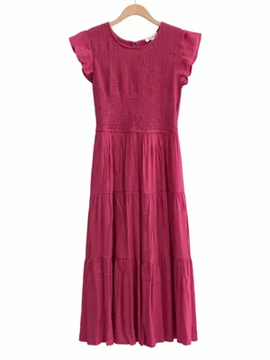 Blu Pepper Fuchsia Flutter-Sleeve Maxi Dress Medium thumbnail 10