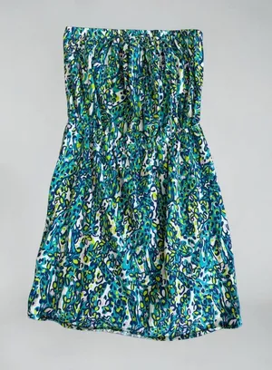 LILLY PULITZER Green Blue Floral Strapless Dress Size Medium thumbnail 1
