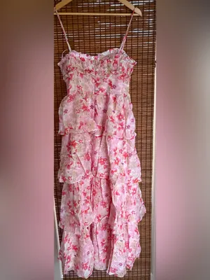 ASTR The Label Vonnessa Floral Tiered Maxi Dress Pink S NWT $168 thumbnail 9