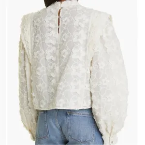 FARM RIO Star‎ 3D Embroidered Blouse in Off White - size S thumbnail 9