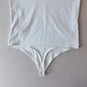 Abercrombie Soft A&F Bodysuit XL White Deep V Clean Girl Minimalist NWT thumbnail 6