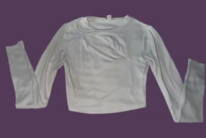Garage ribbed cut out white long sleeve top thumbnail 1