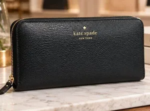 Kate Spade New York Refined Grain Leather Snap Wallet Black NWT thumbnail 1