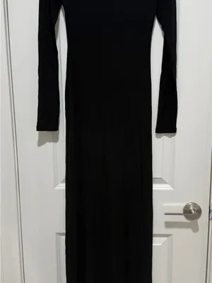 SKIMS Black Long Sleeve Scoop Neck Maxi Dress thumbnail 4