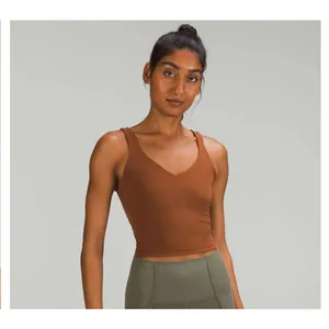 Lululemon Align Tank Top Women 4 Roasted Brown Nulu Built-in Bra Crop W1DUVS thumbnail 2