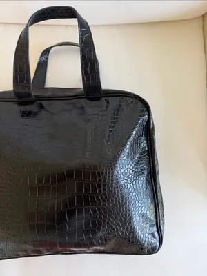 Vintage Saks Fifth Avenue Black Croc-Embossed Leather Briefcase / Work Tote thumbnail 2