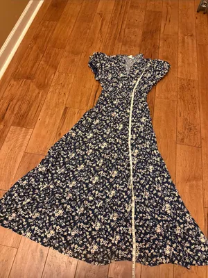 entro Navy Blue Floral Puff-Sleeve Maxi Dress thumbnail 7