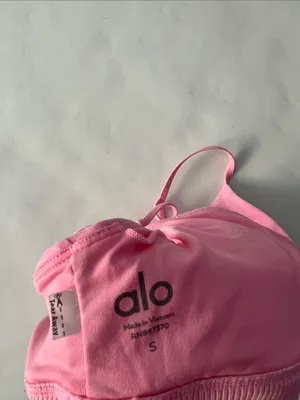 ALO YOGA Alosoft Lavish Sports Bra Macaron Pink Heather Size Small thumbnail 5