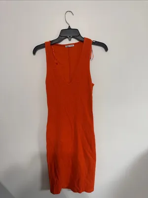ZARA Sleeveless V-Neck Plain Midi Sweater Dress Sz S thumbnail 2