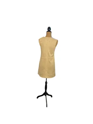 Max Studio Womens XS Faux Suede Mini Shift Dress Taupe Tan V Neck Pockets NWT thumbnail 4