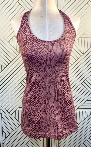 Lululemon Cool Racerback Tank Top Desert Snake‎ Berry Multi Pink Red Size 4 thumbnail 1