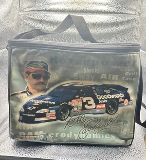 Dale Earnhardt Sr #3 NASCAR Soft‎ Insulated Lunch Bag Cooler Black VTG Read thumbnail 1