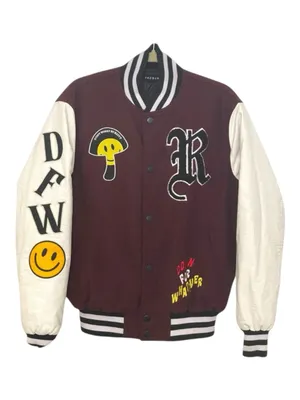 PacSun ࿊ DFW Varsity Patchwork Faux Leather Jacket ࿊ Burgundy ࿊ Men S ࿊ Women M thumbnail 3