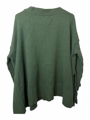 Free People Orion A-line Green V-neck Tunic Sweater thumbnail 2