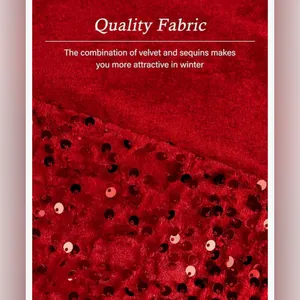 NEW Velvet Sequin V Neck Long Sleeve Winter Dress Holiday Christmas Dress S thumbnail 7