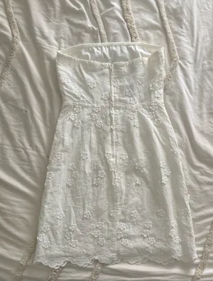 Altar'd State white cotton strapless mini dress thumbnail 2