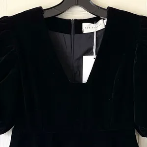 Par Violet National Anthem Velvet Babydoll Dress Mini Black‎ Small NWT thumbnail 6