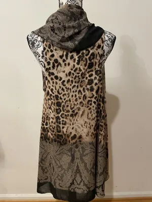 George Leopard & Lace Print Sheer Vest Wrap One Size thumbnail 5