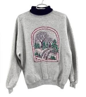 Gopher Sport vintage turtleneck winter scene XL glitter puff paint casual thumbnail 1