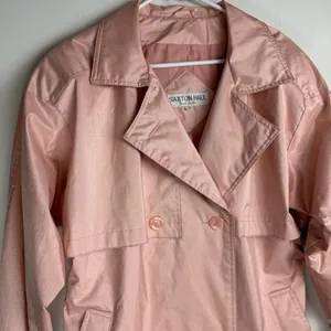 Vtg Saxton Hall Blush Pink Shimmer Trench Coat Jacket Sz 10 Belted Waist thumbnail 6