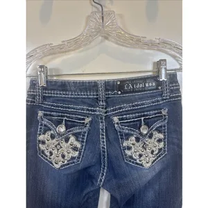 LA Idol Jeans Woman 28 Bootcut Rhinestone Embellished Rodeo Low Rise Denim Y2K thumbnail 2