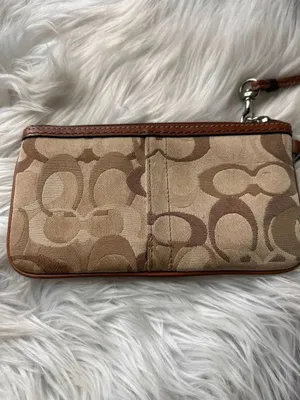 Coach Y2K brown wristlet small signature sees with the leather strip thumbnail 3
