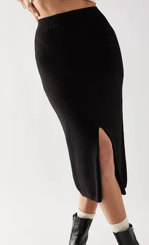 Free People Skyline Midi Skirt in Black thumbnail 1
