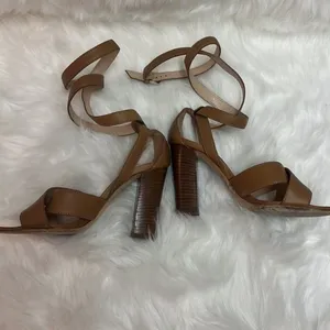 Club Monaco tan leather‎ wrap heels Size6.5 A21 thumbnail 9