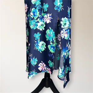 ASTR The Label Midnight Navy Satin Floral Midi Dress‎ S Autumn Wedding Guest NWT thumbnail 8