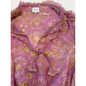 MISA Los Angeles Lilian Women's XS Pink Yellow Floral Ruffle Tiered V-Neck Mini thumbnail 12