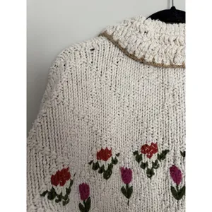 Free people Rosebud Cardigan Ivory Combo Women's Size Medium/Large thumbnail 11